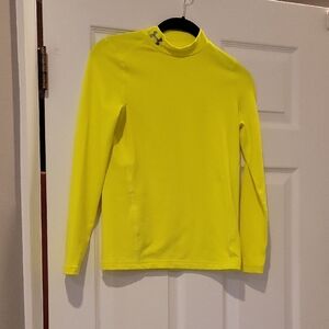 Under Armour Vibrant Yellow Performance Mockneck Top, Youth Medium, Fitted, EUC